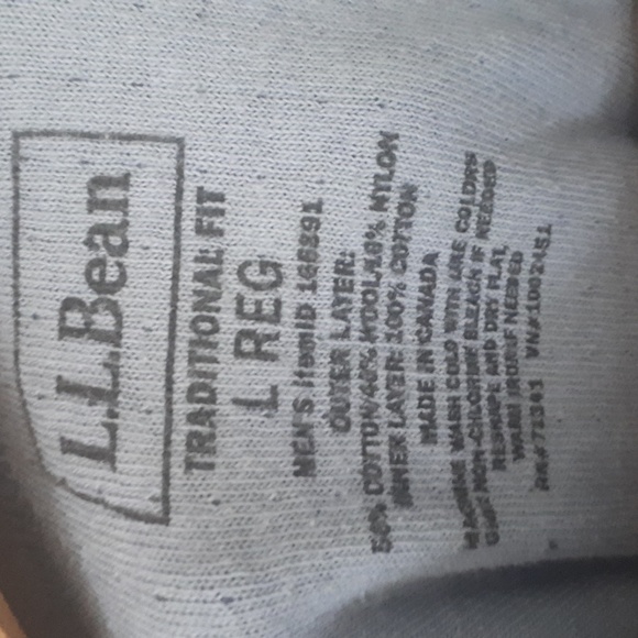 LLBean wool blend baselayer.  Size L mens. - Picture 2 of 2